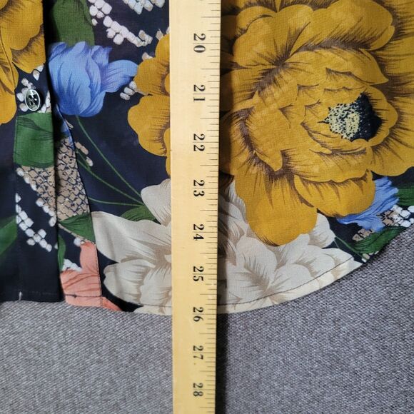 Cabi S Navy Snake Charmer Floral Reptile Print Long Sleeve Buttoned Blouse 693 - Picture 9 of 10